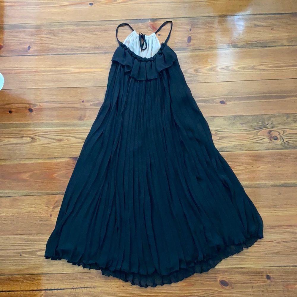Anthropologie Black Pleated Halter Dress